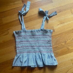 Style envy, smocked, bow, tank top, blue yellow, white red! Barely worn! XL!